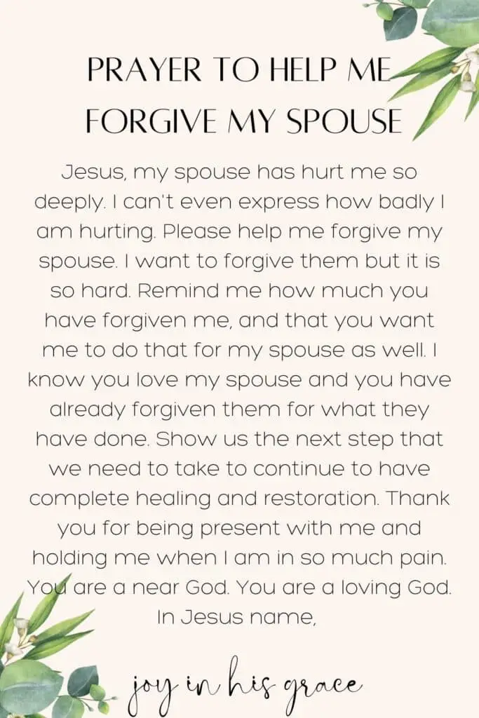 prayer to help me forgive my spouse