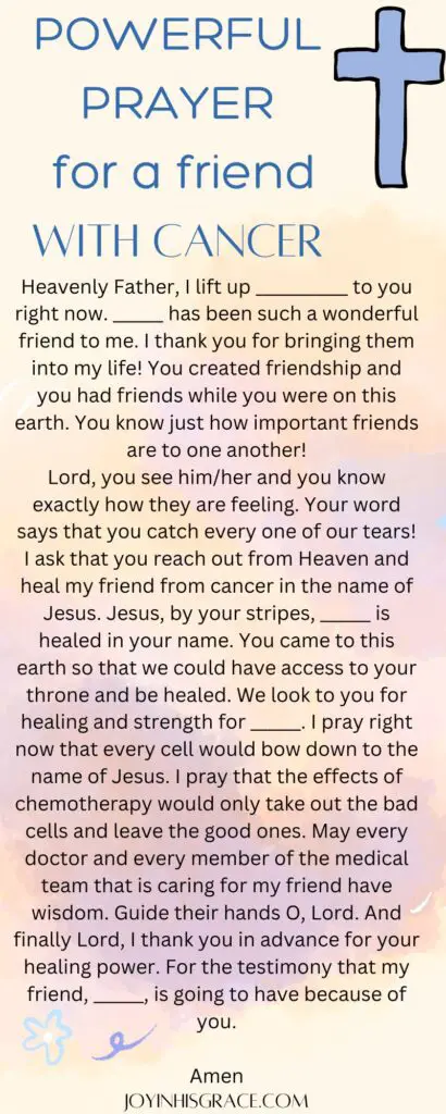 prayer for a friend with cancer